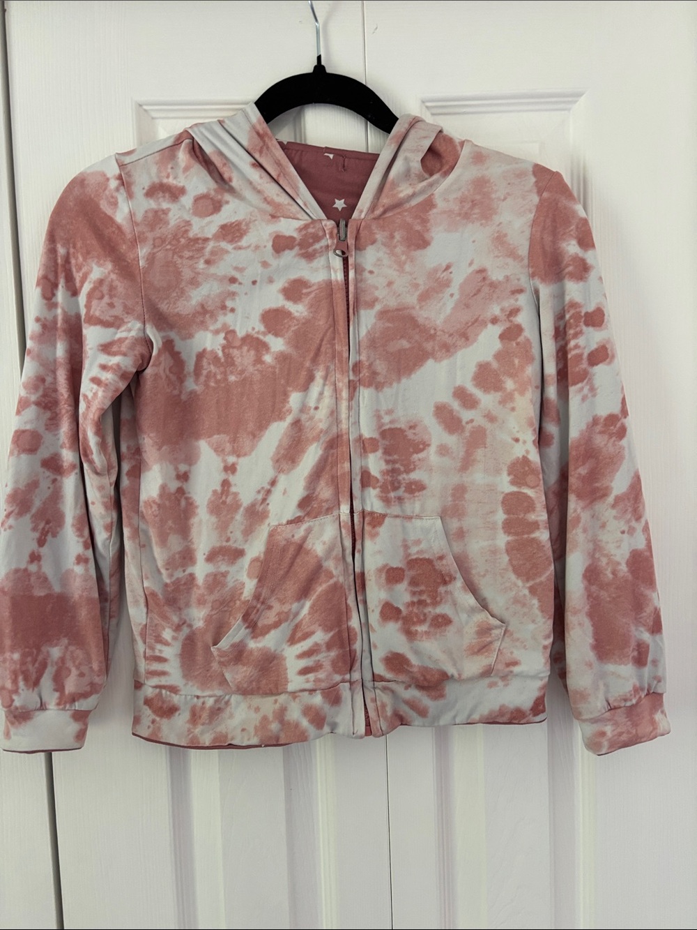 Reversible Emma and Elsa Dusty Rose Tie-Dye and Star Print Zip Hoodie